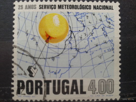 Португалия, 1971. Карта погоды, метеозонд