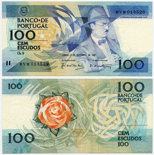 Португалия. 100 эскудо (образца 03.12.1987 года, P179d, подпись 7, aUNC)