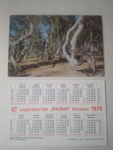 Карманный календарик. Курорт Боровое. Роща танцующи берёз. 1979 год