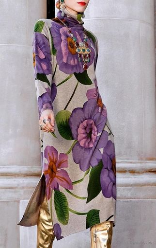 ЛЮКС! БОГЕМНЫЙ СТИЛЬ. ШИКАРНОЕ ПЛАТЬЕ/ТУНИКА С ЦВЕТОЧНЫМ ПРИНТОМ.