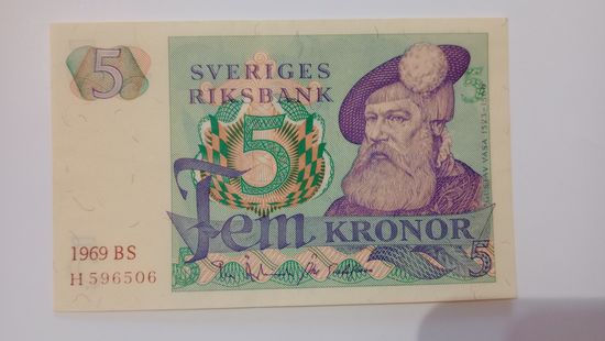Швеция 5 крон 1969 unc