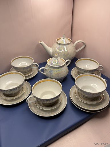 Сервиз Чайный МФЗ ,17 предметов, позолота