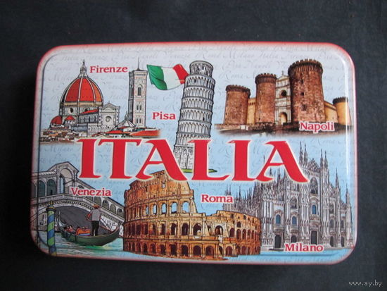 Коробка металлическая из-под печенья 19х13х4 см (Италия)