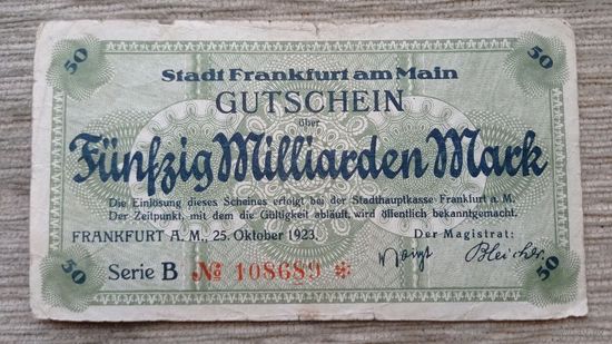 Werty71 Германия 50000000000 50 миллиардов марок 1923 Франкфурт-на-Майне  банкнота