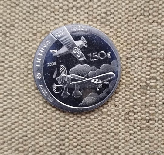 Литва 1,5 евро 2025 г. 100-летний юбилей - Самолет ANBO