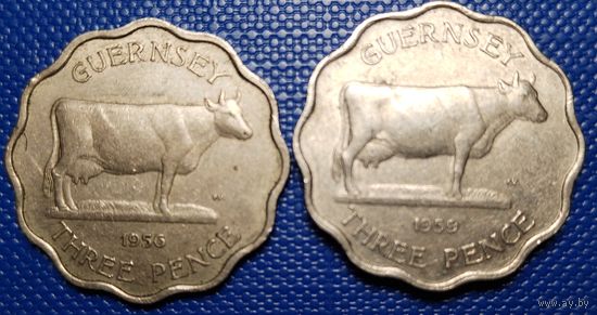 Гернси 3 пенса (2 шт.) 1956 и 1959 г.