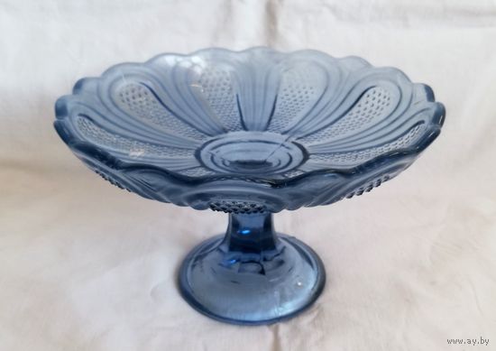 Ваза, конфетница, синее стекло, СССР