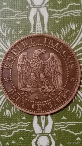 Франция 2 сантима 1857 А