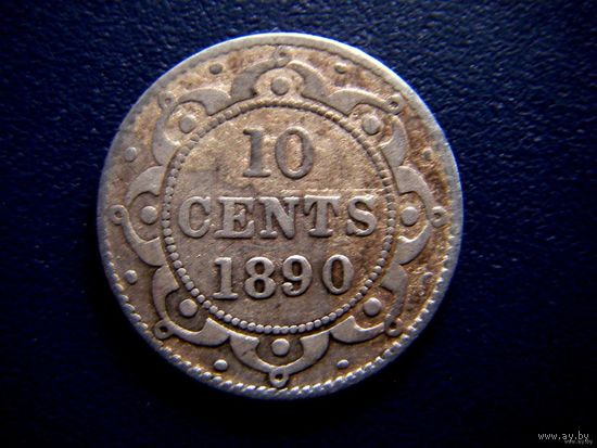 Ньюфаундленд. 10 центов / Виктория. 1890! Редкая!