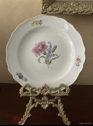 Тарелка Гвоздика Незабудки Василек живопись Мейссен Meissen Германия