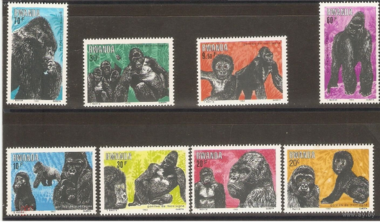 РУАНДА 1983 Ми 1242-1249 Фауна Приматы Обезьяны Гориллы **