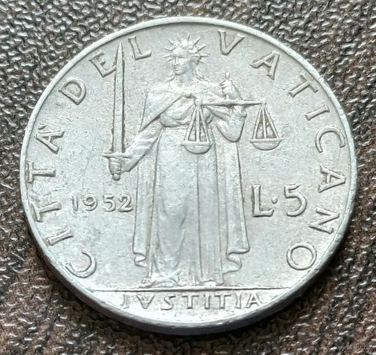 Ватикан 5 лир, 1952    ( 1-5-8 )
