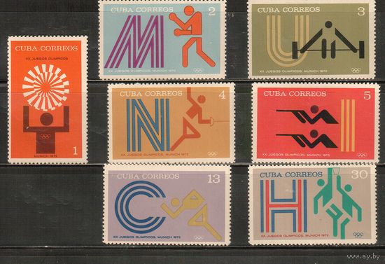 Куба-1972, (Мих.1790-1796)  ** , Спорт, ОИ-1972