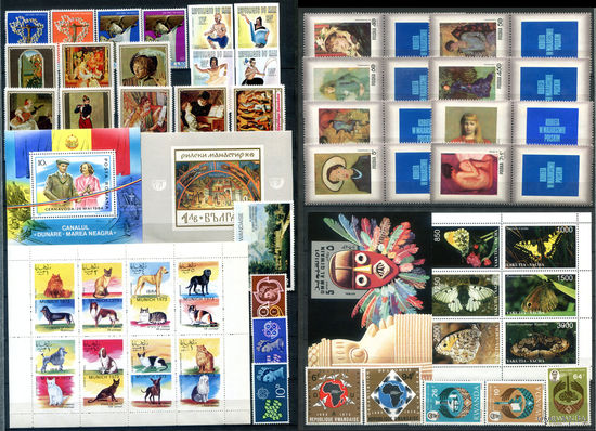 Марки разных стран 2 - полные серии - 30+ марок, 3 блока, 2 малых листа - MNH. #O-W-132-F-1