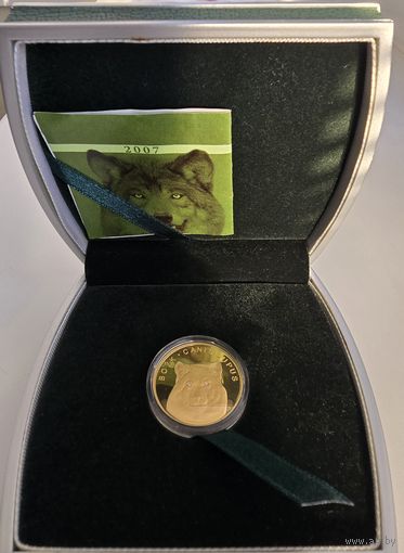 Волк, 50 рублей, Золото, 2007 год.