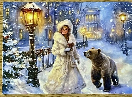 Открытка новогодняя чистая 10х15 см.