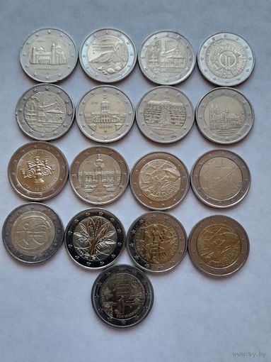 Юбилейные монеты по 2 евро.