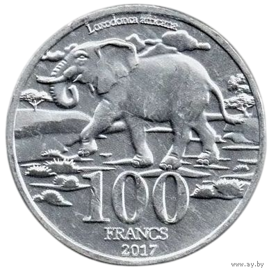 ГОСУДАРСТВО КАТАНГА. 100 ФРАНКОВ 2017. ФАУНА. СЛОН. UNUSUAL
