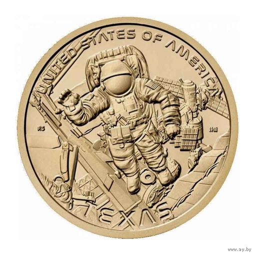 США 1 доллар 2025 Техас - Космический центр Джонсона, Космос Американские инновации UNC двор D