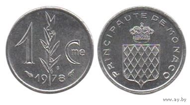 Княжество Монако. 1 сантим 1978. Редкая.