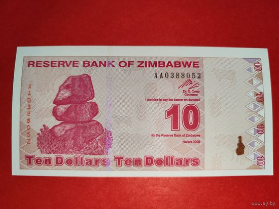 Зимбабве 10 долларов 2009 UNC