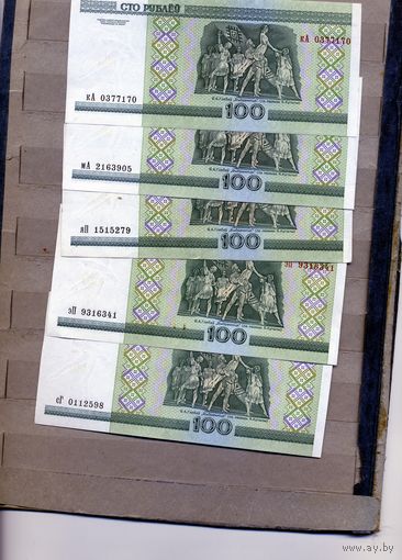 Банкноты. Беларусь. Образца 2000 года 100руб.   РАЗЛИЧНЫЕ СЕРИИ по 0,80р за шт