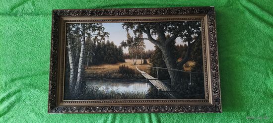 Картина Березы у озера. Холст, масло. Автор Садковский, 1999 г.