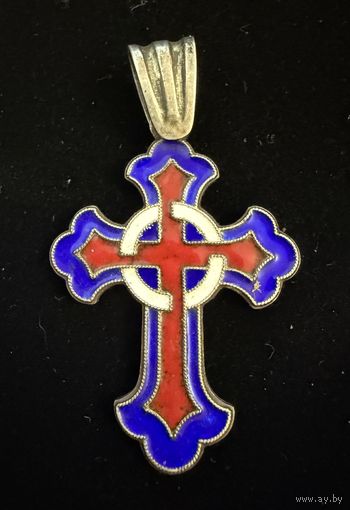 Нательный Крест. Серебро 84 пр. (БГ)  Эмали !!!