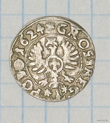 С 1 РУБЛЯ! МОНЕТА 1 ГРОШ 1624 СИГИЗМУНД III СЕРЕБРО ПОЛЬША
