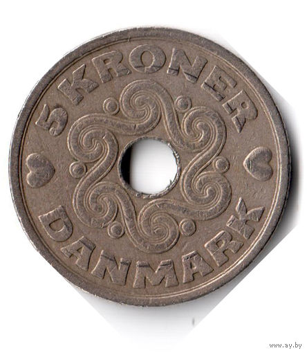 Дания. 5 крон. 1990 г.