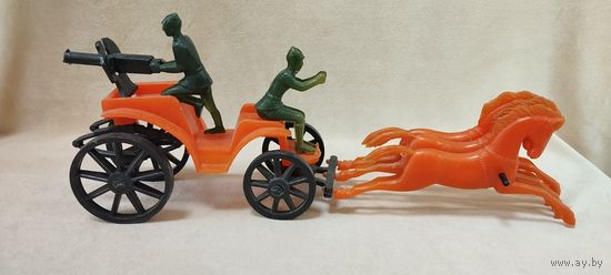 Игрушка Тачанка (Красноармейцы, Буденовцы), пластик. СССР