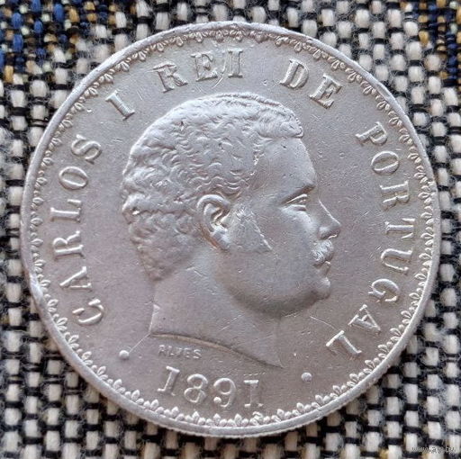 Португалия 500 рейсов 1891 года. Король Карлос I. Серебро! Сторгуй за свою цену, предложи обмен! Y