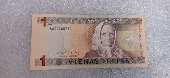 1 ЛИТ ЛИТВА 1994  ГОД .  ОРИГИНАЛ  Распродажа Коллекции !!! .Экспресс  Аукцион  не с рубля без МПЦ и прочего 3 ДНЯ  .Много лотов в продаже .