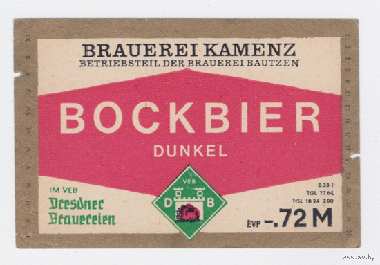Этикетка пива Bockbier Германия М481