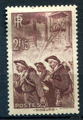 Франция - 1938/39г. - шахётры, 2,15 Fr - 1 марка - MH [Mi 411]. #2-Fr-43-A-2