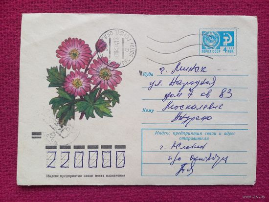 Конверт. Цветы! Новикова 1973 г.
