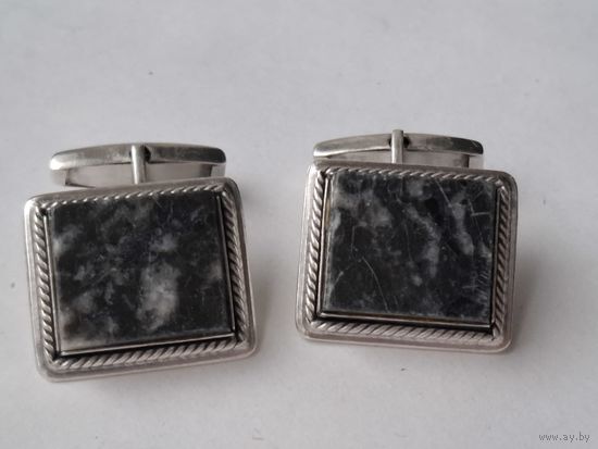 Запонки серебро 875 СССР Клеймо. Вес 17.7 г