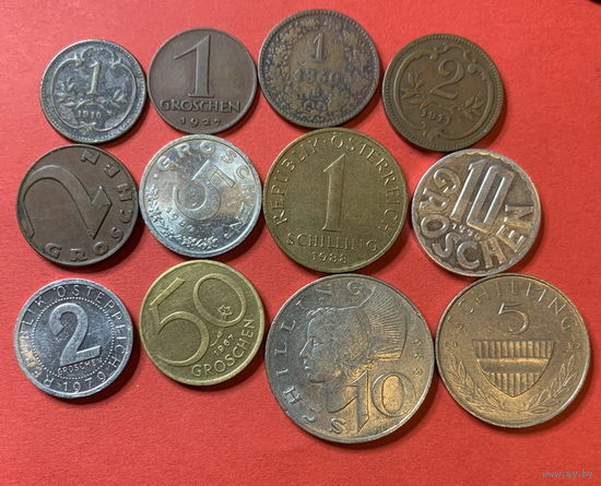 Австрия 12 разных монет
