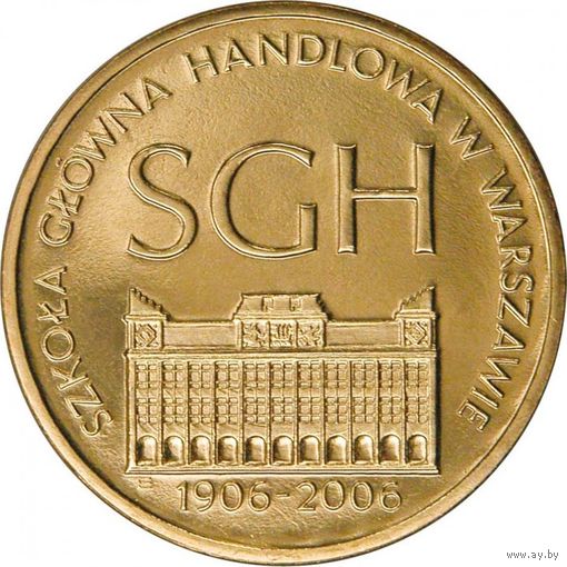 Польша 2 злотых, 2006 100 лет Варшавской школы экономики UNC