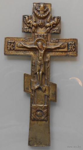 Крест Распятие, с молитвой, 19 век. Отличный! С рубля, без мнц!