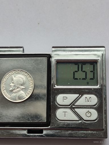 1/10 бальбоа 1962 года. Панама, Республика Панама (1961 - 2019). Серебро 900. Монета не чищена. H45615.