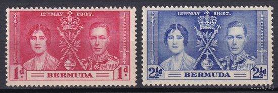 9.BrKS. Великобритания. Колонии. Бермуды. Коронация Георга VI и Елизаветы. 1937 г. 1d, 2 1/2d. Mi.##98/100.
