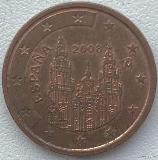 Испания 2 евроцента 2008 г.