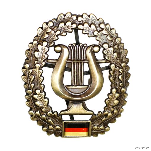 Бундесвер (Вооруженные силы Германии) Металлическая кокарда на берет - ВОЕННО-МУЗЫКАЛЬНАЯ СЛУЖБА 5,4 \ 4,6 см