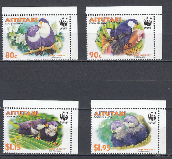 Фауна. Птицы. Аитутаки. 2002. 4 марки. Michel N 772-775 (7,0 е)