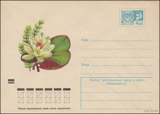 Художественный маркированный конверт СССР N 8941 (04.06.1973) Кувшинка белоснежная и роголистник