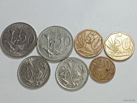 ЮАР 50 центов 1983 , 1988 , 2005 , 2016 и 20 центов 1981 , 1990 , 2008 года .