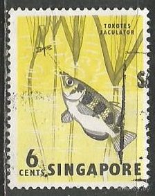 Сингапур. Рыбы. Бризгун полосатый. 1962г. Mi#57.