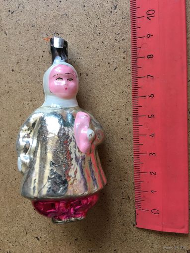 Елочная Игрушка старинная СССР девочка в шубке