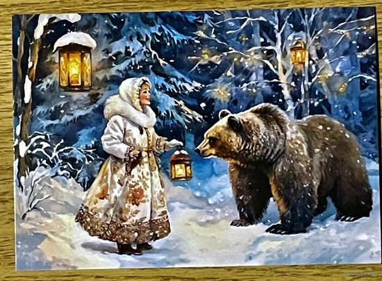 Открытка новогодняя чистая 10х15 см.